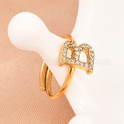 Anillos abiertos de acero inoxidable 304 con micropavé de circonita cúbica&nbsp;LS-RJEW-D336-01G-09