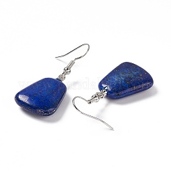 Orecchini pendenti trapezoidali con lapislazzuli naturali tinti&nbsp;EJEW-D188-02P-08