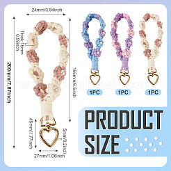 3 pendentif décoratif en forme de fleur tressée en coton&nbsp;AJEW-TA0002-72C