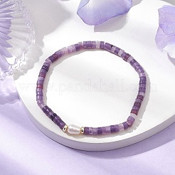 Btacelets di lepidolite naturale e perle di perle&nbsp;BJEW-JB10681-02