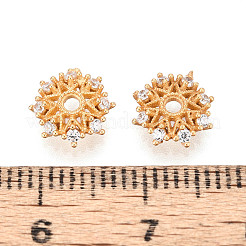 925 tapa de cuentas de flor de circonita cúbica transparente con micropavé de plata esterlina&nbsp;STER-N016-110G