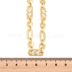 Collares de cadena Figaro con pavé de latón y circonitas cúbicas de 7 mm&nbsp;NJEW-D324-05G-07