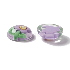 Cabochons en résine fleur transparente&nbsp;RESI-G034-B02
