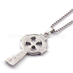 Halsketten mit Claddagh-Kreuz-Anhänger aus Legierung&nbsp;NJEW-Z001-02AS