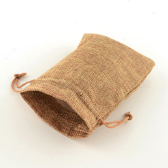 Sacs en polyester imitation toile de jute sacs à cordon&nbsp;LS-ABAG-R004-14x10cm-03