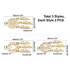 6 pieza 3 colgantes de acero inoxidable estilo 201&nbsp;STAS-DC0001-51