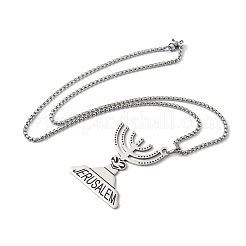 201 colliers pendentifs menorah en acier inoxydable pour Hanoukka&nbsp;NJEW-H065-21P