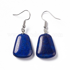 Orecchini pendenti trapezoidali con lapislazzuli naturali tinti&nbsp;EJEW-D188-02P-08