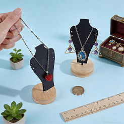 Expositores de joyas y collares de hierro con base redonda de madera.&nbsp;NDIS-WH0024-06B