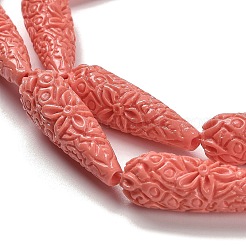 Fili di perline intagliate di corallo sintetico&nbsp;CORA-C003-09A-03