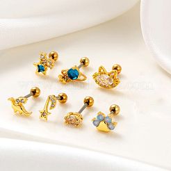 Orecchini in acciaio inossidabile 316l con zirconi cubici per cartilagine da donna&nbsp;WGF6ABA-04
