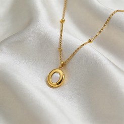 Collares con colgante ovalado de acero inoxidable 304 con concha natural para mujer.&nbsp;WGF4A65-01