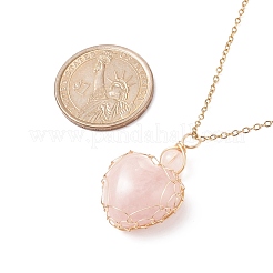 Colliers pendentif coeur en pierre mélangée naturelle enveloppé de fil de cuivre&nbsp;NJEW-JN03971