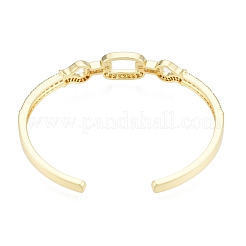 Brazalete abierto con forma de pez y óvalo de circonita cúbica&nbsp;BJEW-G651-06G-01
