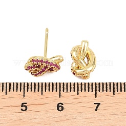 Ohrstecker aus Messing mit Knotenmuster und Mikropavé-Fassung aus Zirkonia&nbsp;EJEW-C174-01G-02