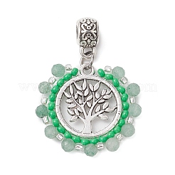 3 Stück 3 Stile facettiert rund natürliche grüne Aventurinee & Turmalin & Apatit & Glas Saatperlen Perlen europäischen baumeln Charms&nbsp;PALLOY-MZ00275