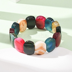 Bracelets extensibles en perles ovales d'agate naturelle rubanée (teinte et chauffée) pour femmes et hommes&nbsp;GG-CBA9ACE-A13