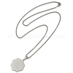 Collane con catena a maglie quadrate con pendente a forma di fiore in acciaio inossidabile 201 anti-ossidazione e elementi arabi&nbsp;NJEW-D089-01P-02