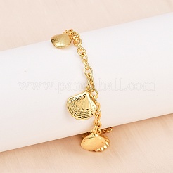 Braccialetti estivi con ciondoli a forma di animali marini in acciaio inossidabile 304&nbsp;BJEW-D359-16E-G