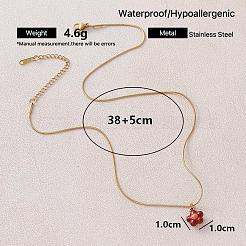 Colliers pendentifs vintage européens en acier inoxydable 304 émaillé rouge en forme de fleur pour femmes&nbsp;AZ4977