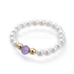 Stretchringe aus natürlichem Amethyst-Edelstein&nbsp;RJEW-JR00301-03