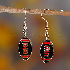 Ensembles de colliers et boucles d'oreilles pendantes en alliage de zinc et émail rugby&nbsp;FS-WGFCE0C-03