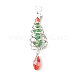 3 stücke 3 farben weihnachten thema kupfer verdrahtet glas große anhänger&nbsp;PALLOY-JF02857