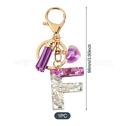Porte-clés cœur en résine et alliage&nbsp;KEYC-TADJ0002-01G-F