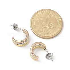 Boucles d'oreilles à tige triple C en acier inoxydable 304 pour femmes&nbsp;EJEW-C096-68M-01