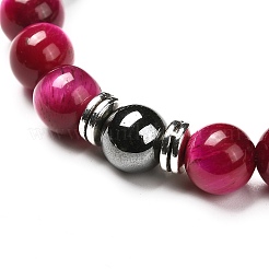 Ensemble de bracelets extensibles en perles d'oeil de tigre naturel (teint)&nbsp;BJEW-JB06653-02