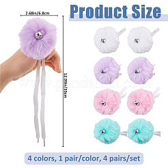 4 Paar Rollschuh-Pompons in zwei Farben mit Glockenanhänger aus Legierung und Polyesterkordel&nbsp;FIND-FH0017-38