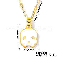 304 Edelstahl Emaille Halloween Totenkopf Anhänger gesprenkelte Kette Halsketten&nbsp;VT5751