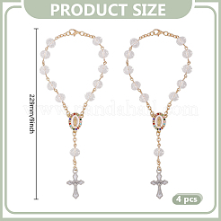 4 bracelet en alliage émaillé avec breloque en forme de croix et Jésus&nbsp;BJEW-GO0001-24