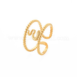Bague ouverte en acier inoxydable 304 avec placage ionique (IP) pour femme&nbsp;RJEW-S405-239G