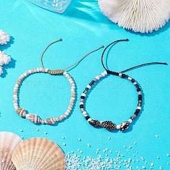 Armbänder aus geflochtenen Perlen aus natürlichen Spiralmuscheln&nbsp;BJEW-JB10386