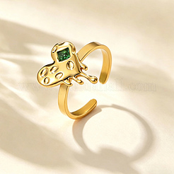 Offene Manschettenringe aus Edelstahl 304 mit Zirkonia-Pavé für Damen&nbsp;WGCD118-01