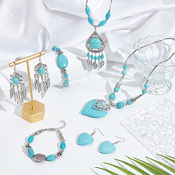 Colliers avec pendentif en forme de cœur en turquoise naturelle et synthétique&nbsp;SJEW-AN0001-45