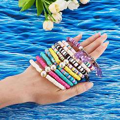 Polymerton Heishi Perlen Stretch Charm Armbänder&nbsp;BJEW-SZ0001-33