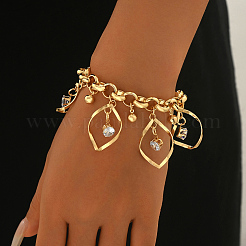 Bracelet en fer pavé de zirconiums cubiques transparents en forme de larme creuse&nbsp;TT1421