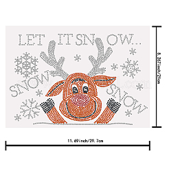 Renne/cerf de noël avec patchs en strass en verre flocon de neige&nbsp;DIY-WH0303-007