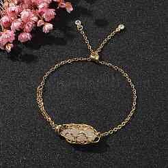 Braccialetti con cursore a maglie tonde con pietre preziose naturali miste&nbsp;BJEW-JB09902