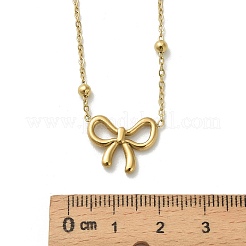 Halsketten mit Schleifenanhänger aus 304er Edelstahl für Damen&nbsp;NJEW-C088-01G