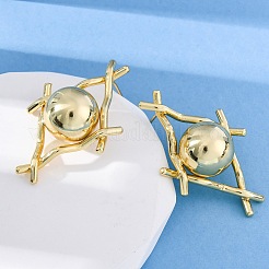 Pendientes de latón con forma de rombo y botón redondo&nbsp;EJEW-R025-03G