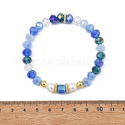 Pulseras de cuentas de perlas y vidrio chapado en color AB&nbsp;BJEW-JB13896