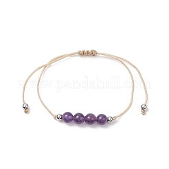 3 Uds. Juego de pulseras de cuentas trenzadas de amatista natural de 3 estilos&nbsp;BJEW-JB09334-02