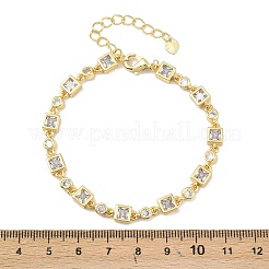 Messing-Gliederkettenarmbänder mit Mikropflaster und klarem Zirkonia für Damen&nbsp;BJEW-P366-02C-G