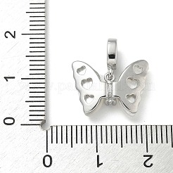 Messing Pavé weiße Muschel Schmetterling europäische Anhänger&nbsp;KK-M308-13P