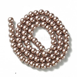 Brins de perles rondes en verre teinté écologique&nbsp;HY-A008-6mm-RB046