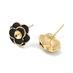 Orecchini a bottone in ottone e argento sterling con fiore&nbsp;KK-M326-22G