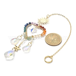 Décorations pendentif en perles de pierres précieuses chakra&nbsp;HJEW-JM01152-04